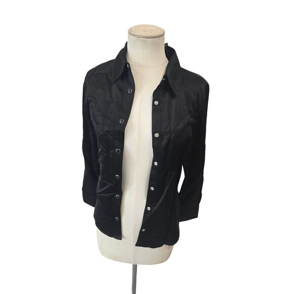 The Kooples Tailored Sateen Snap-Front Shirt – Black – S NWT - Picture 1 of 6